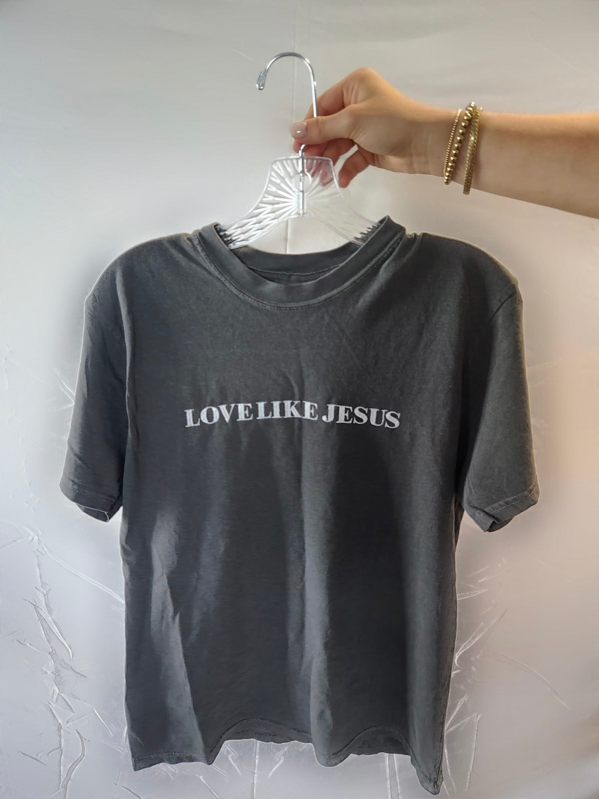 Washed Black 'Love Like Jesus' Embroidered Tee