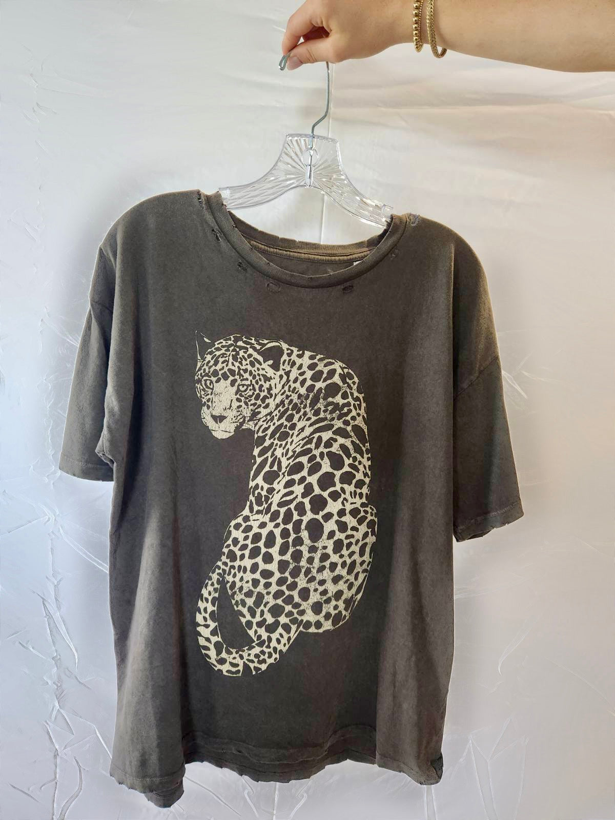 Stone Black Cheetah Oversized Tee
