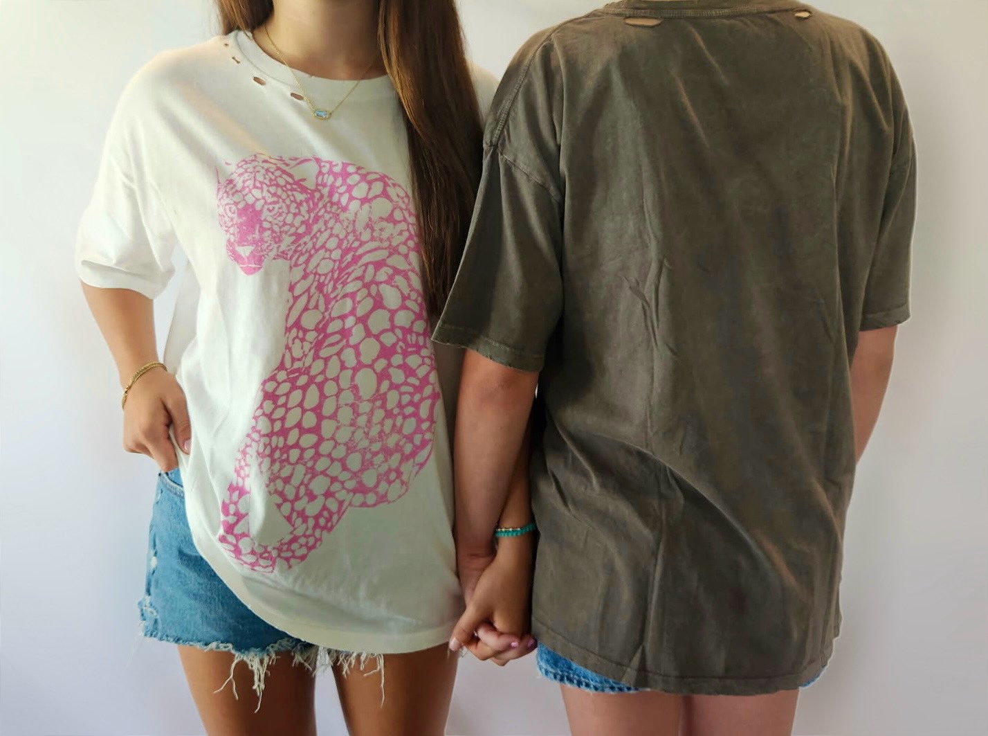 Pink and White Cheetah Oversized Tee