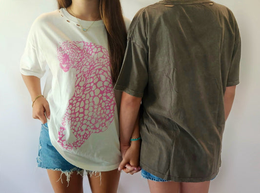 Stone Black Cheetah Oversized Tee