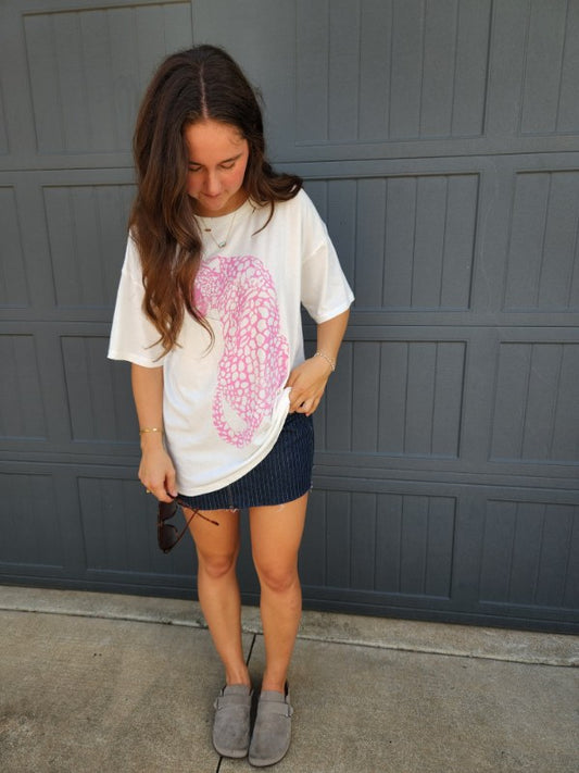 Pink and White Cheetah Oversized Tee