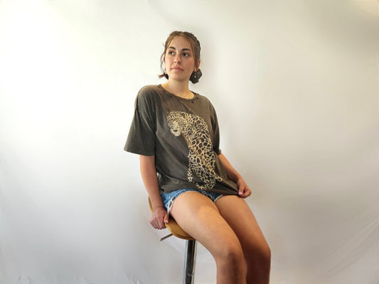 Stone Black Cheetah Oversized Tee